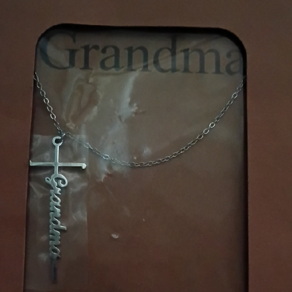 Silver Grandma Cross Necklace